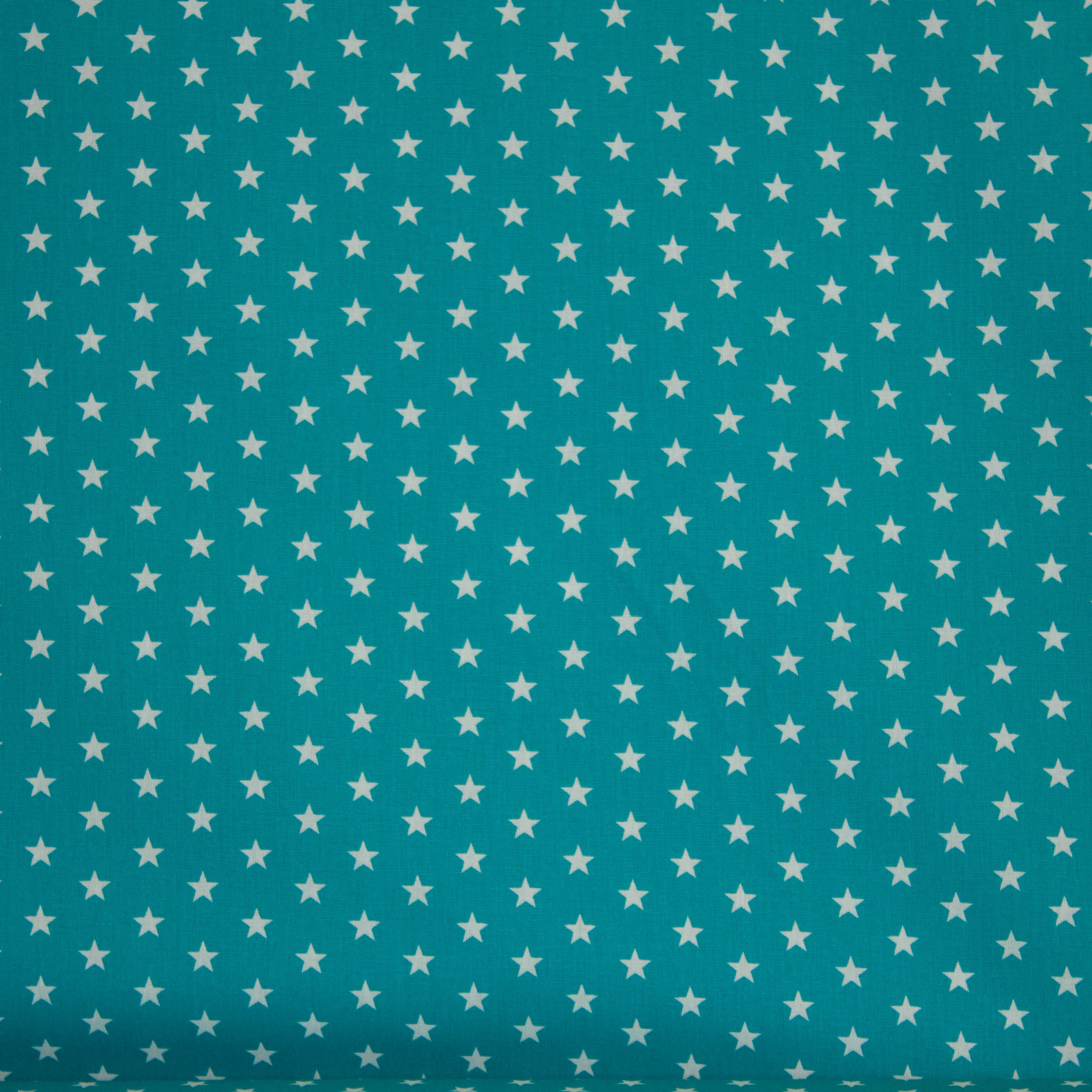 Katoen donker licht blauw met kleine witte sterren